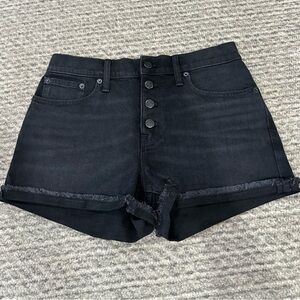 J CREW Women’s Black Denim cuffed Button fly Shorts, NWT!